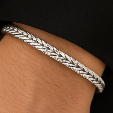 950 Silver Herringbone Bracelet - Shiny Silver Finish